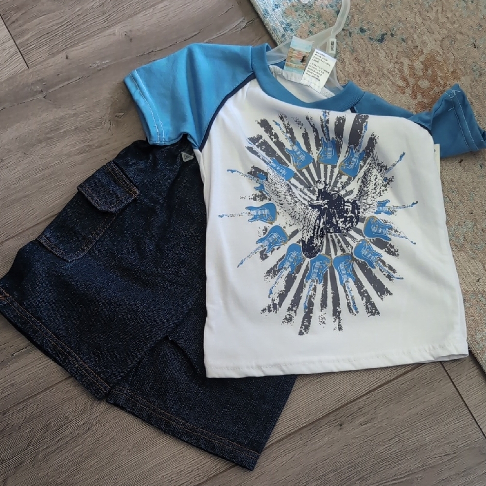 Kids Blue and White Graphic Tee
